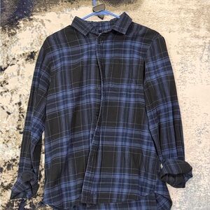 Forever 21 Black and Blue Plaid Button-Up Shirt